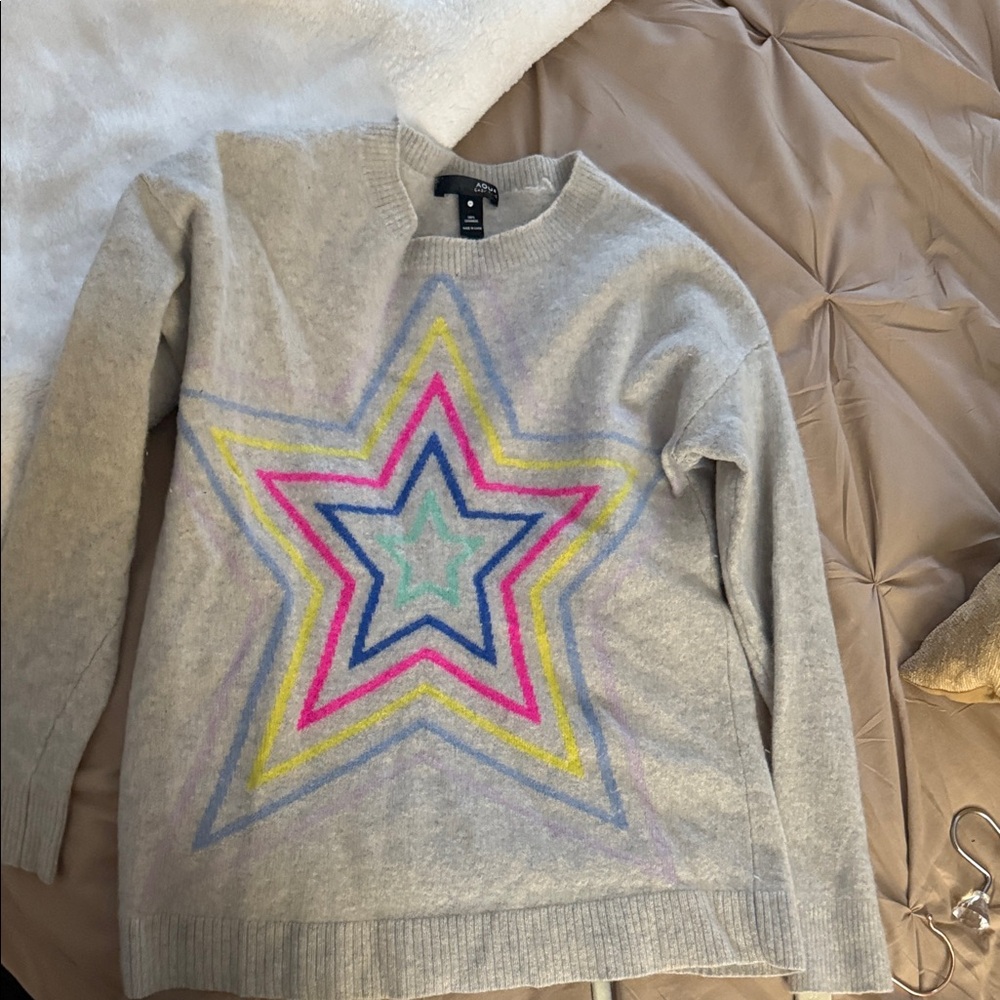 Aqua Multicolor Star Crew Neck Sweater